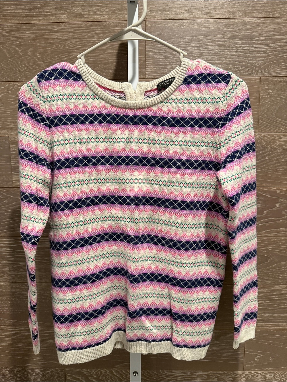 Talbots Striped Back Zip Sweater